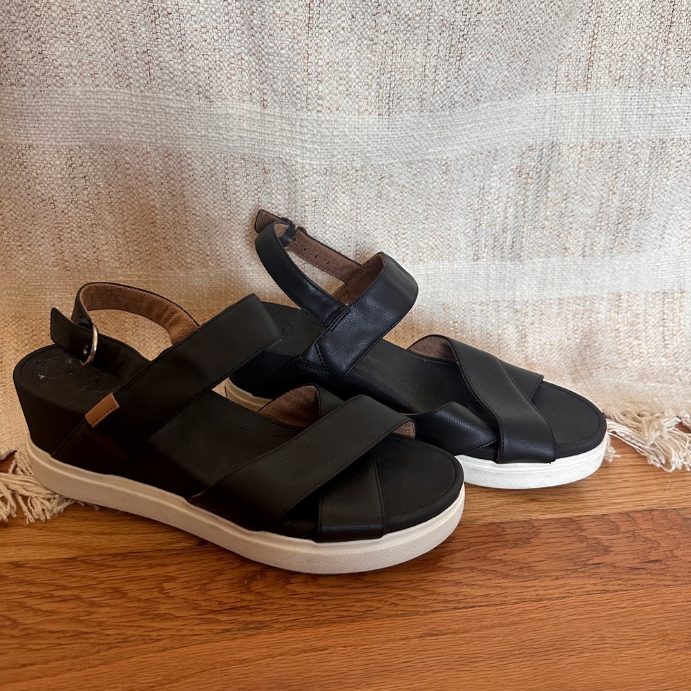 Dr Scholls Black Strappy Wedges